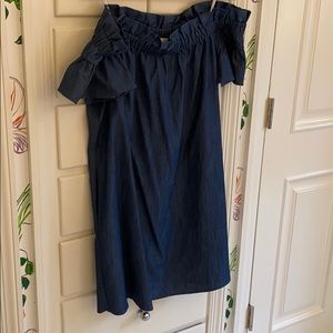 Anthropologie Off The Shoulder Denim Dress